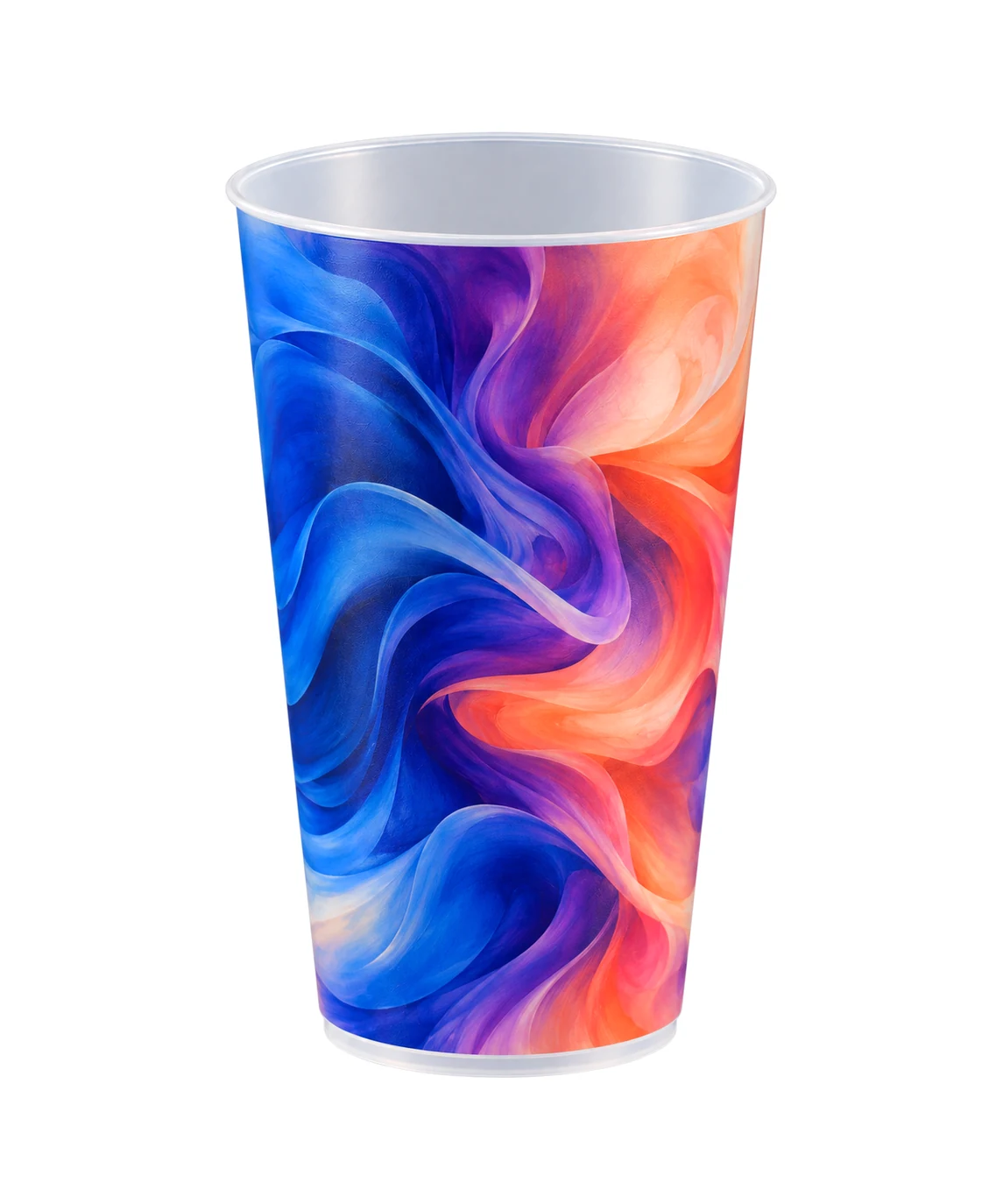 Gobelet imprimé d’un décor abstrait de couleurs fluides